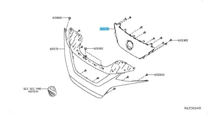 NISSAN LEAF ZE1'18-22 Genuine Front Bumper Center Grille 62072-5SK0D OEM