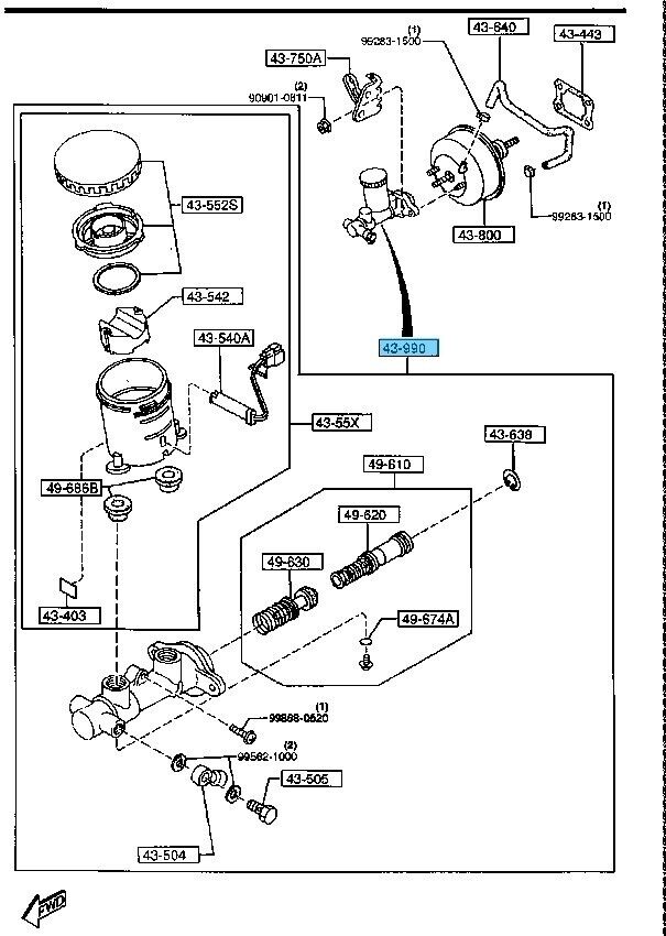 MAZDA ROADSTER NA 89-97 Genuine Tandem Master Cylinder N001-43-400B OEM RHD