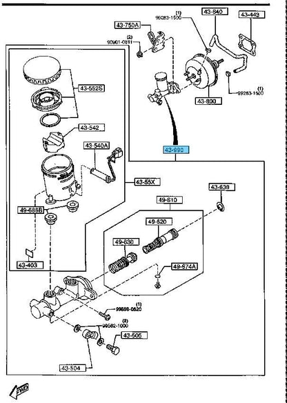 MAZDA ROADSTER NA 89-97 Genuine Tandem Master Cylinder N001-43-400B OEM RHD