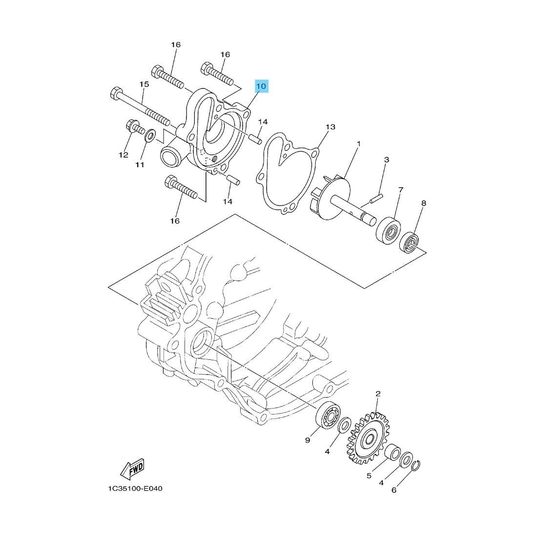 YAMAHA YZ125 '05-25 Genuine Water Pump Housing Cover 1C3-12422-00-00 OEM