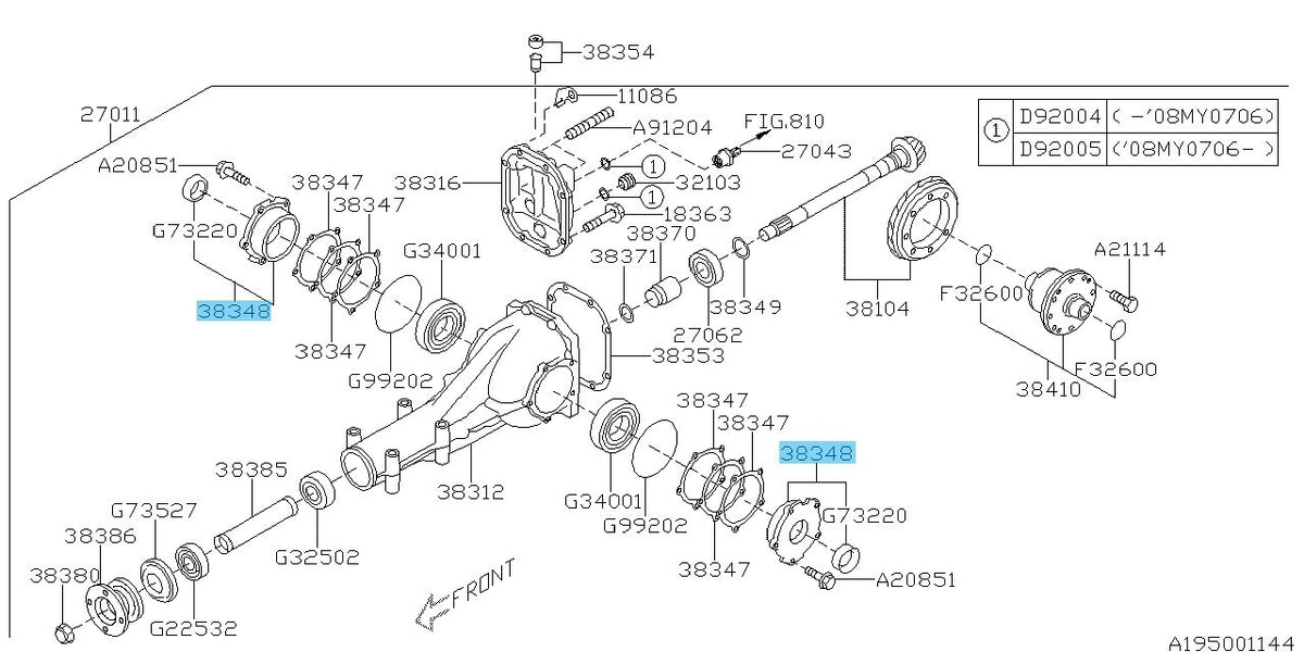 SUBARU IMPREZA WRX STI GRF 04-14 Genuine Rear Differential Bearing Holder x2 Set
