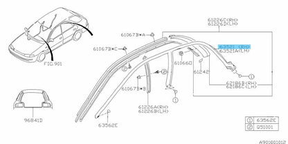 SUBARU IMPREZA GC8 1993-2001 Genuine WRX STI Door Weather Strip Right Side OEM