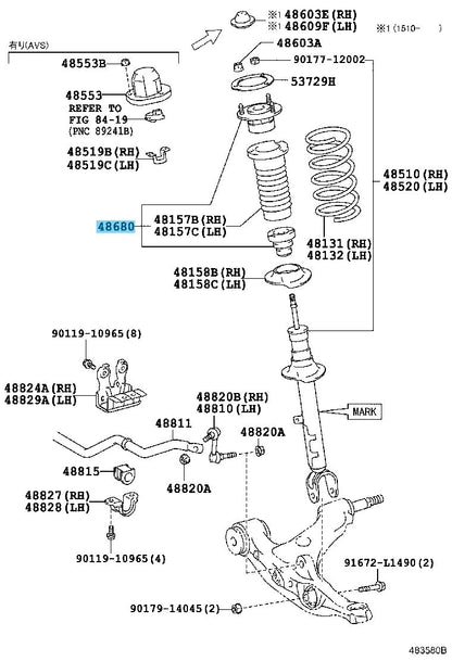 LEXUS GS350 GRL10 15-20 Genuine Front Suspension Support Assy 48680-24100 x2 Set