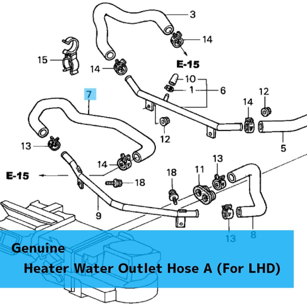 HONDA S2000 AP1/2 '00-09 Genuine Heater Water Outlet Hose A 79725-S2A-A00 LHD