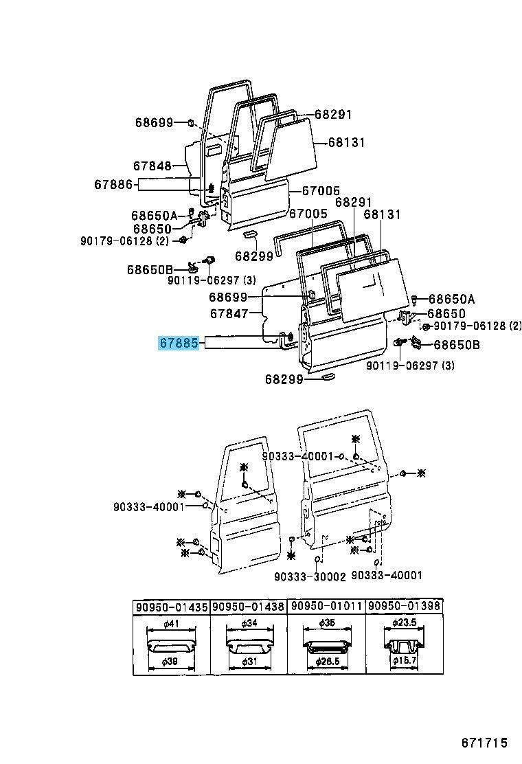 TOYOTA LAND CRUISER BJ70 '85-87 '90-12 Genuine Back Door Weatherstrip RH OEM