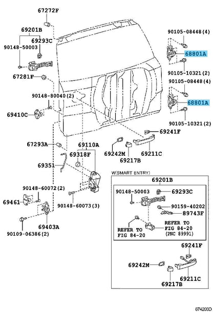 TOYOTA RAV4 ACA3# GSA3# 06-12 Genuine Upper Back Door Hinge 68801-42051 OEM