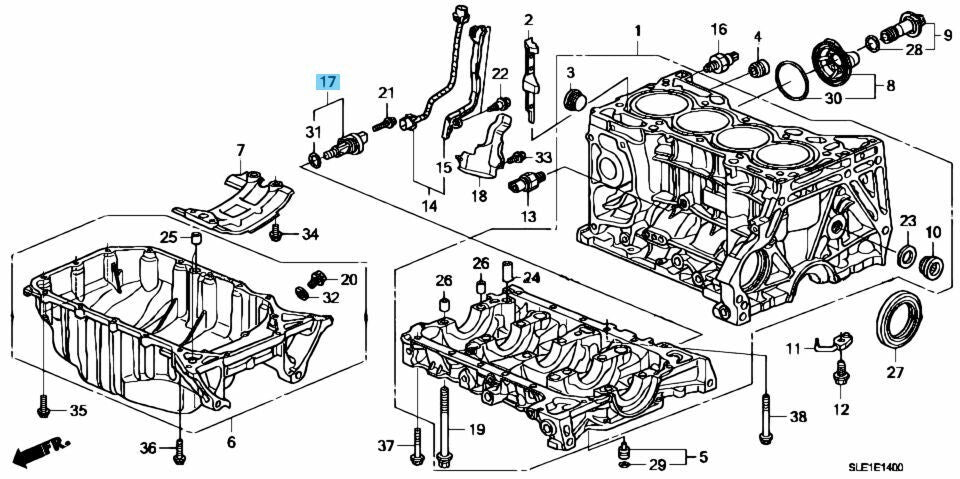 HONDA ACCORD CU2 2008-2017 Genuine Crankshaft Position Sensor 37500-R40-A01 OEM