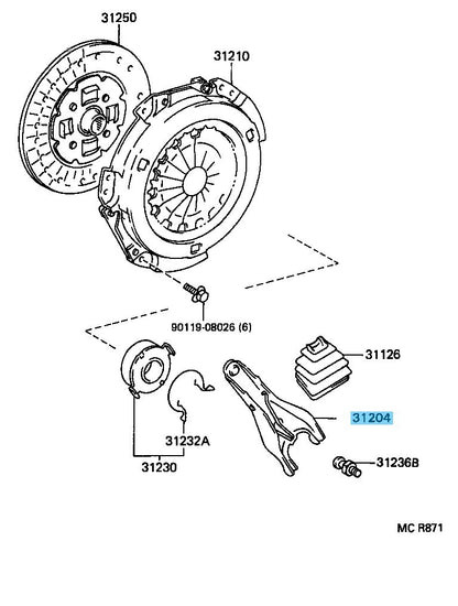 TOYOTA COROLLA AE101 88-08 Genuine Clutch Release Fork Sub Assy 31204-17010 OEM
