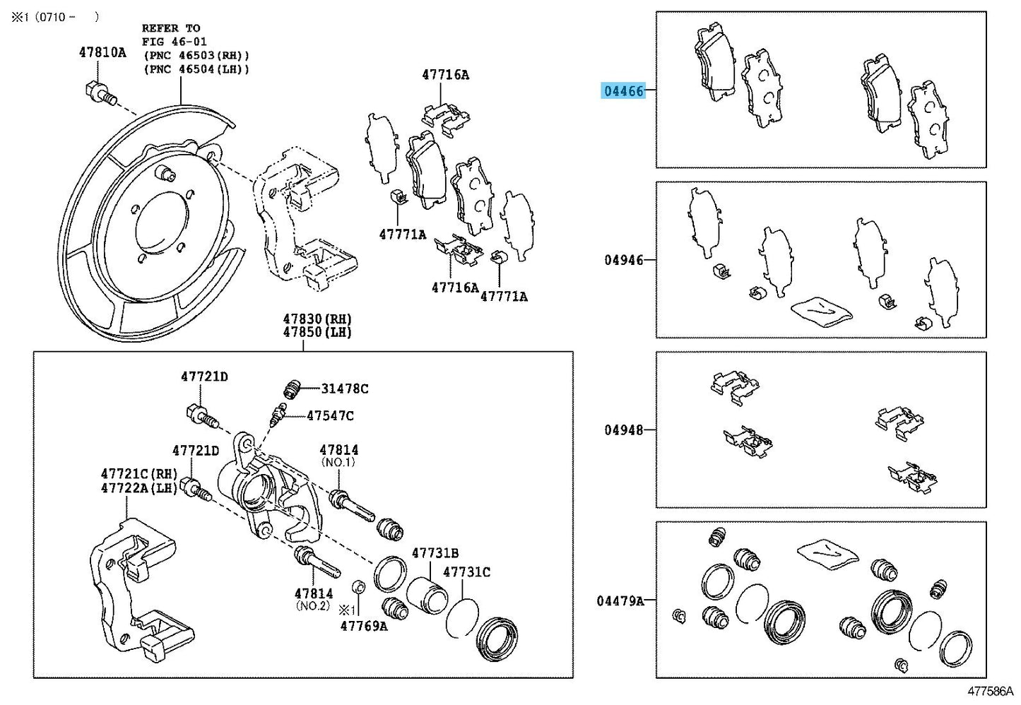 TOYOTA CAMRY ACV40 07-11 Genuine Rear Disc Brake Pad Kit (Pad Only) 04466-33180