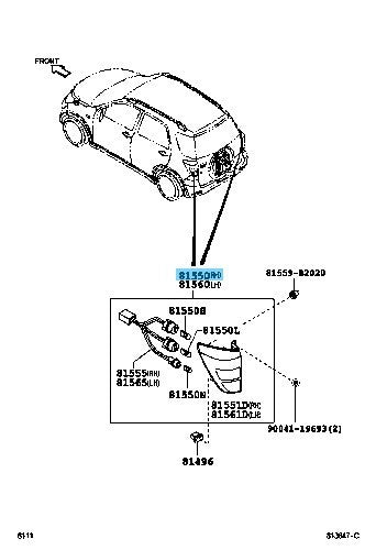 DAIHATSU TERIOS J200 J210 '06-08 Genuine Rear Combination Lamp RH 81550-B4010