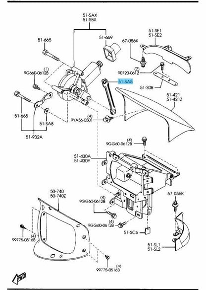 MAZDA RX-7 FD3S 1993-1998 Genuine Retractable Headlight Shaft Rod FD01-51-SA5 x2