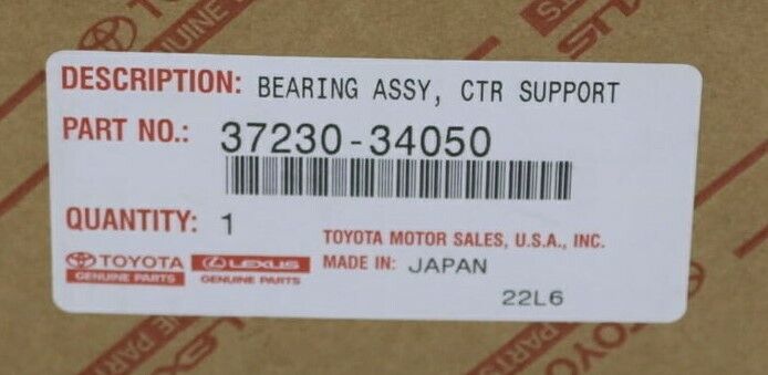 TOYOTA TUNDRA 2007-2018 Genuine 4WD Drive Shaft Center Support Bearing OEM Parts