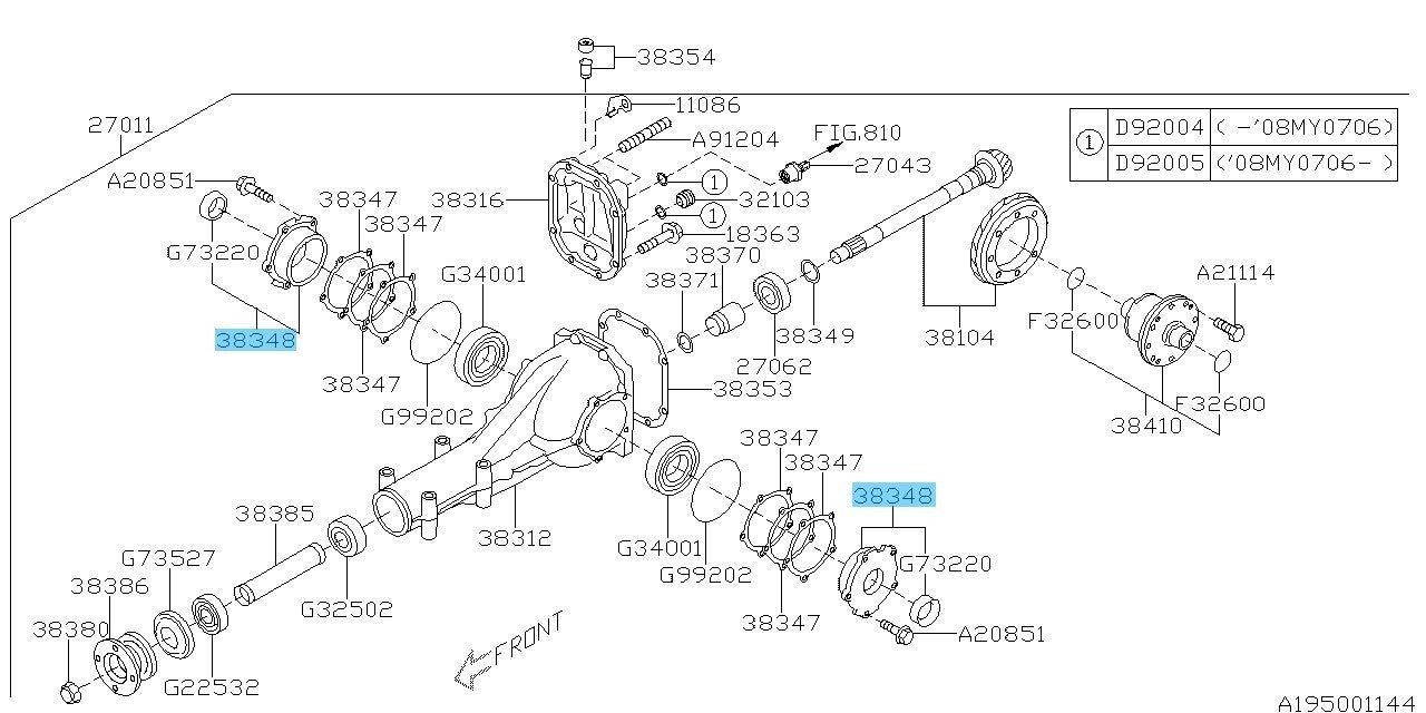 SUBARU IMPREZA WRX STI GRF 04-14 Genuine Rear Differential Bearing Holder OEM
