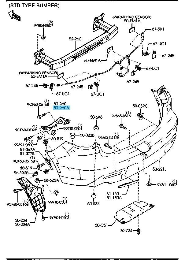 MAZDA MAZDA3 BL 2010-2013 Genuine Rear Bumper Retainer LH BBM4-50-2J1E OEM