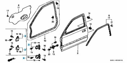 HONDA CIVIC CR-X DEL SOL INTEGRA Genuine Front Door Hinge Right & Left Set OEM