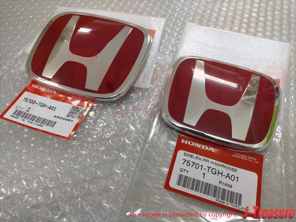 HONDA CIVIC TYPE-R FK8 2017-2019 Genuine Front & Rear Red "H" Emblem Set OEM