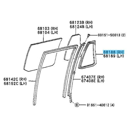 TOYOTA LAND CRUISER UZJ100 '98-07 Genuine Rr/Door Quarter Window Weatherstrip RH