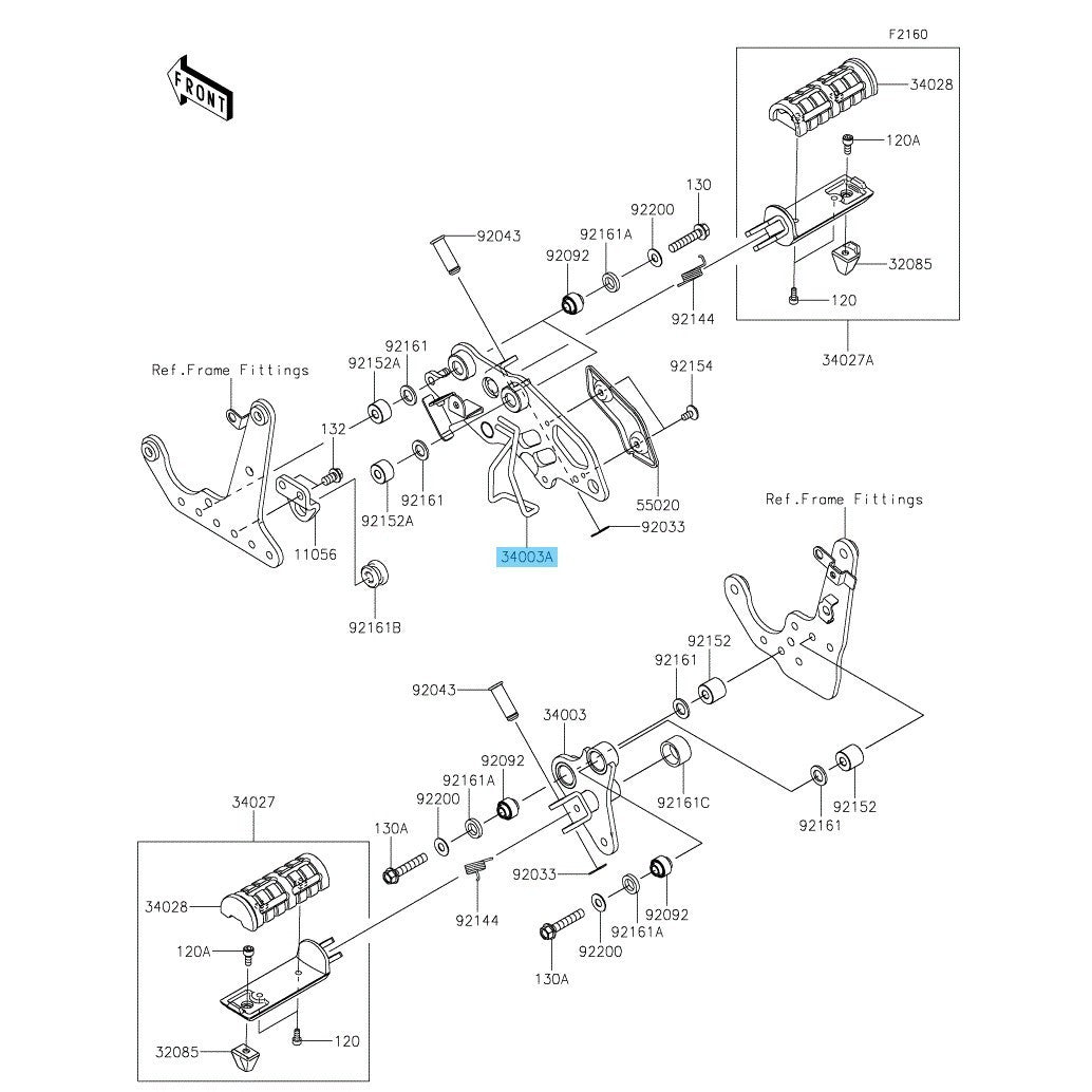 KAWASAKI VULCAN S EN650 2015-2025 Genuine Step Holder RH 34003-0156 OEM