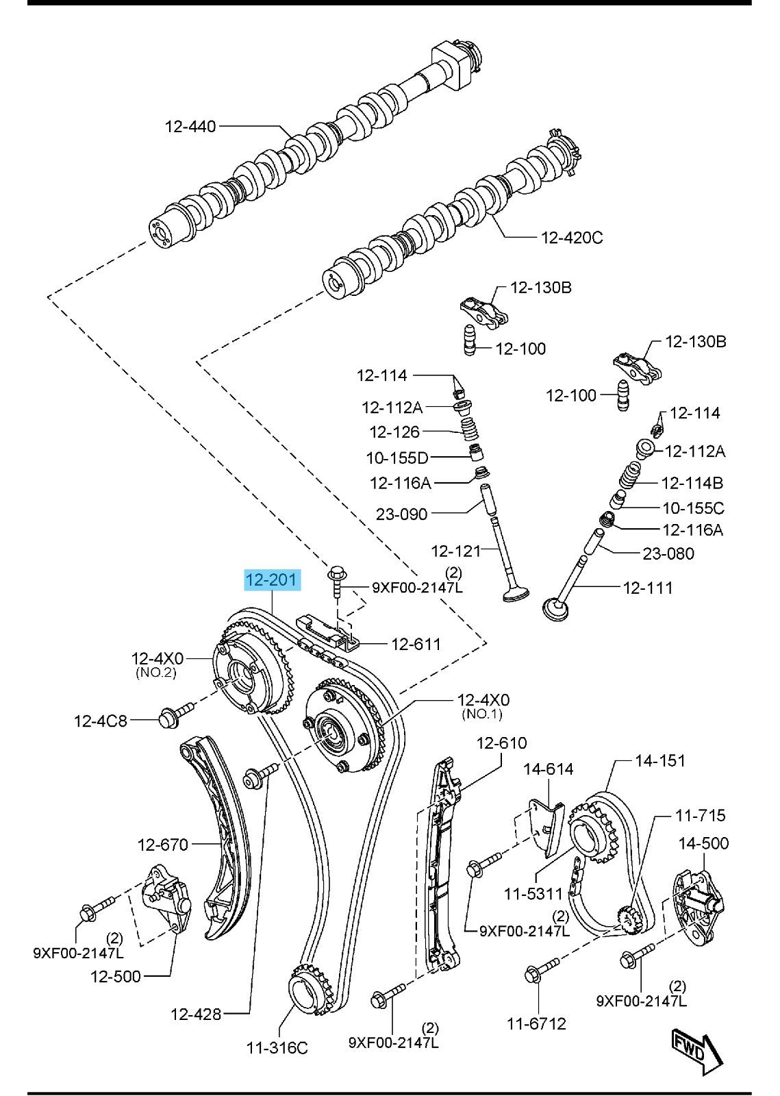 MAZDA MAZDA3 BM BN Genuine Timing Chain PY01-12-201A OEM For 2.5L SKYACTIV-G