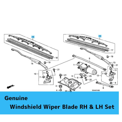 HONDA S2000 AP1 AP2 '00-09 Genuine Windshield Wiper Blade RH & LH Set LHD OEM
