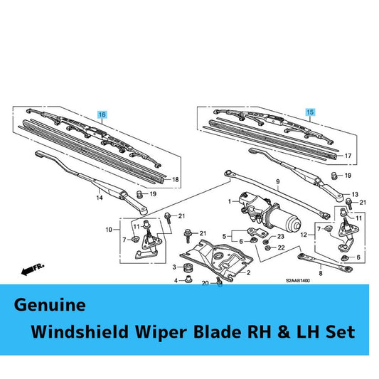 HONDA S2000 AP1 AP2 '00-09 Genuine Windshield Wiper Blade RH & LH Set LHD OEM