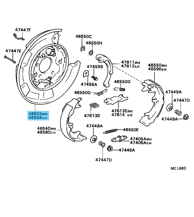 TOYOTA CAMRY MCV10 1988-2001 Genuine Rear Parking Brake Plate RH & LH Set OEM