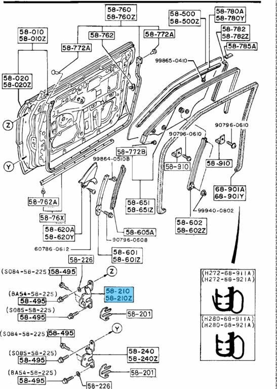 MAZDA MX-5 MIATA NA8C 1990-1997 Genuine Door Upper Hinge Right & Left Set OEM