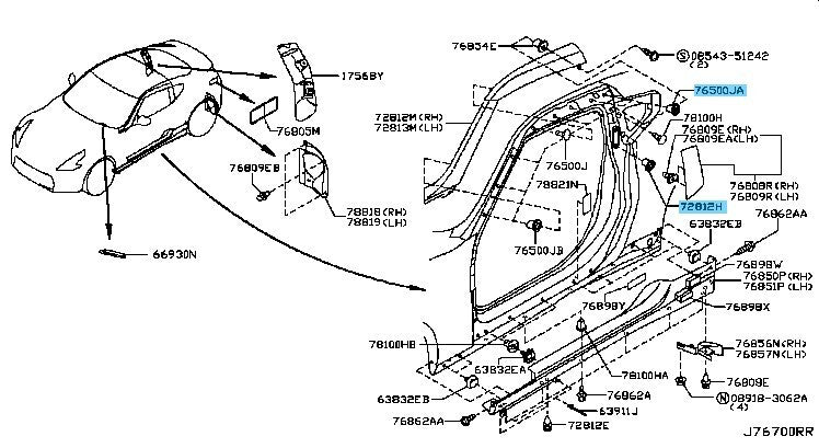 NISSAN 370Z Z34 09-20 Genuine Pillar Finisher Grommet 76848-71S00 x2 Set OEM