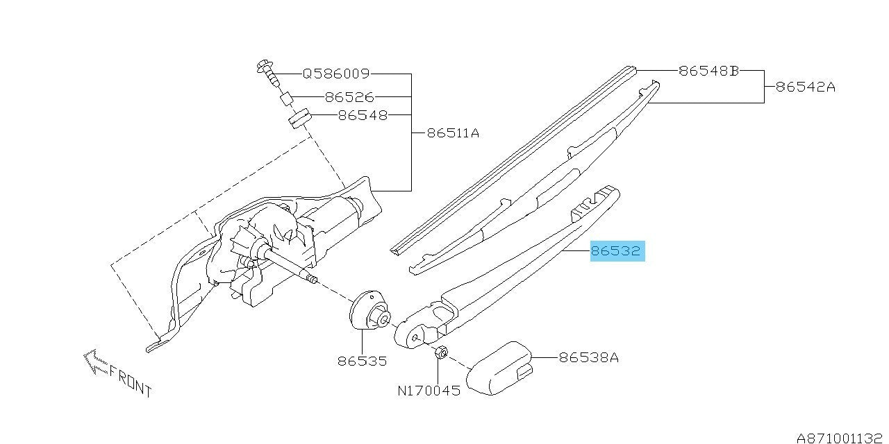 SUBARU XV CROSSTREK GP7 2013-2017 Genuine Rear Wiper Arm Assey 86532KG100 OEM