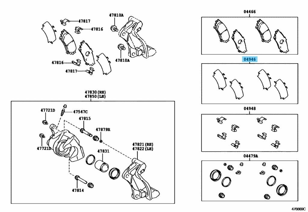 TOYOTA SIENNA ASL30 11-14 Genuine Rear Disc Brake Pad Shim Kit 04946-0E030 OEM