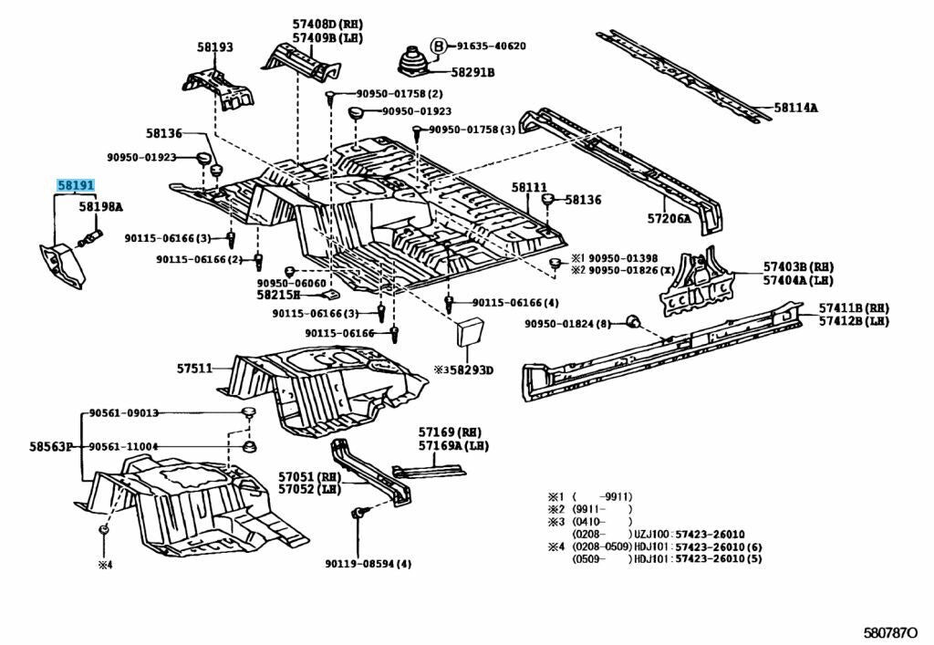 TOYOTA LAND CRUISER FZJ100 02-07 Genuine Front Floor Footrest 58190-60120 OEM