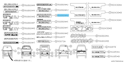 SUBARU SAMBAR KV 90-99 Genuine Rear Gate Name Plate Label 75471B5070 OEM