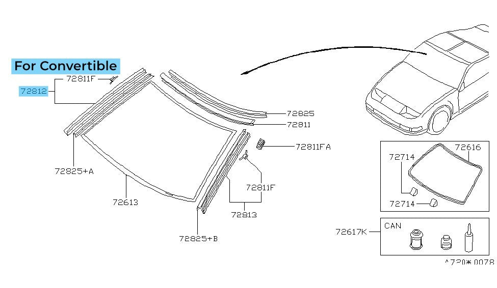 NISSAN 300ZX Z32 '93-96 Genuine Windshield Side Moulding RH 72760-46P00 For CV