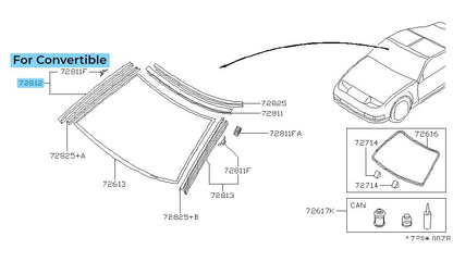 NISSAN 300ZX Z32 '93-96 Genuine Windshield Side Moulding RH 72760-46P00 For CV