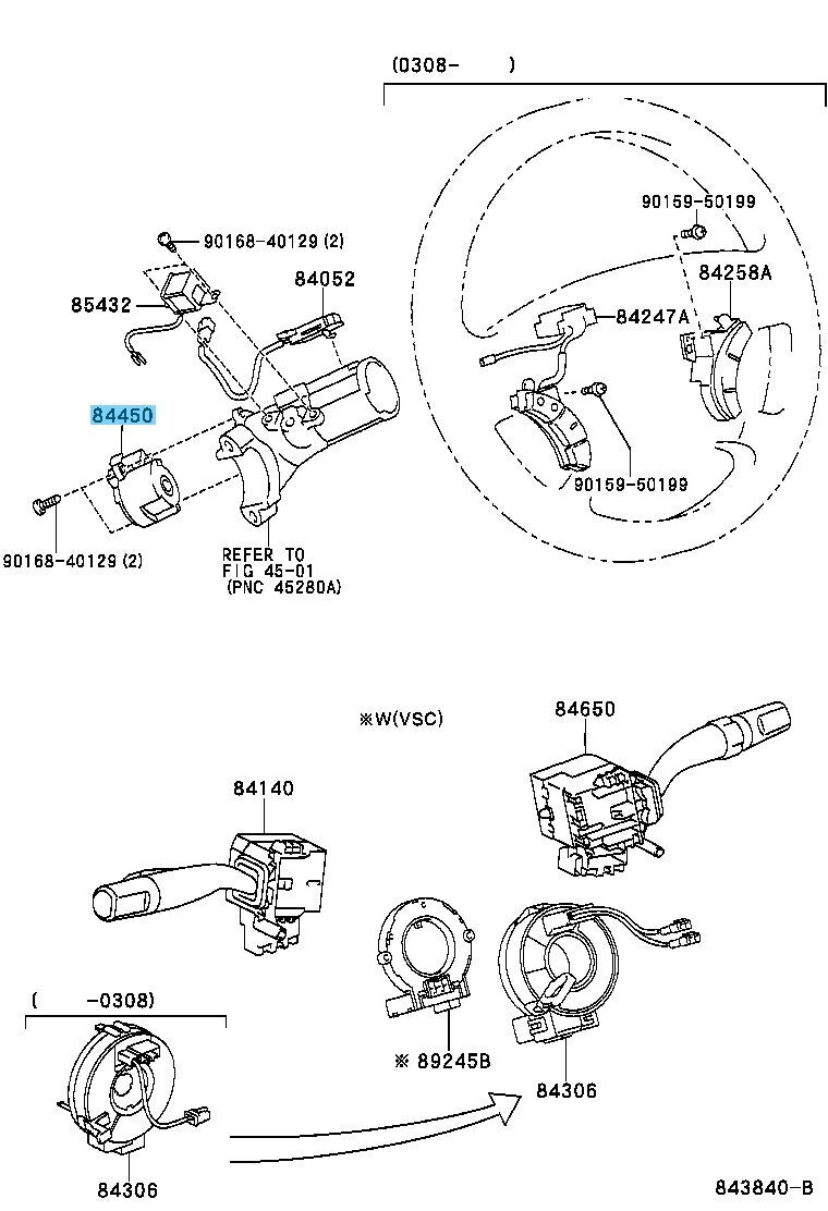 TOYOTA HIGHLANDER ACU20 01-03 Genuine Ignition Or Starter Switch 84450-52010 OEM