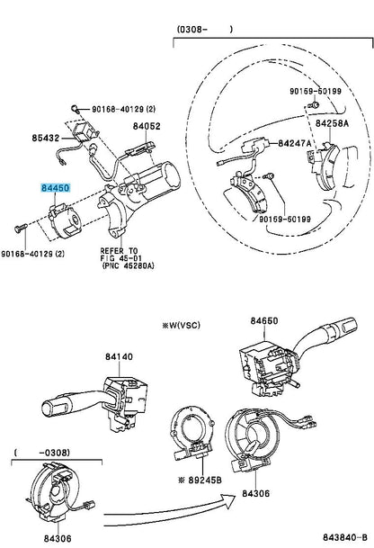 TOYOTA HIGHLANDER ACU20 01-03 Genuine Ignition Or Starter Switch 84450-52010 OEM