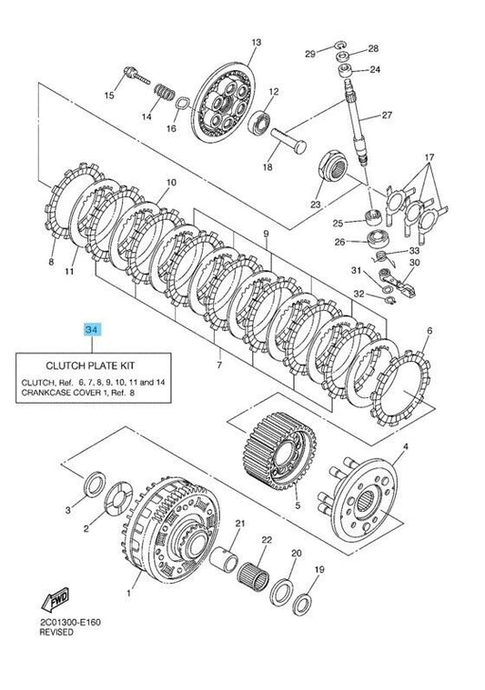 YAMAHA YZF-R6 2006-2012 2017-2020 Genuine Clutch Plate Kit 2C0-W001G-00-00 OEM