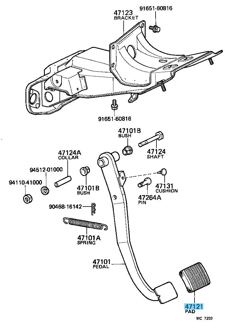 TOYOTA LAND CRUISER BJ74 FJ70 HJ6# 88-90 Genuine Brake Pedal Pad 47121-30050 OEM