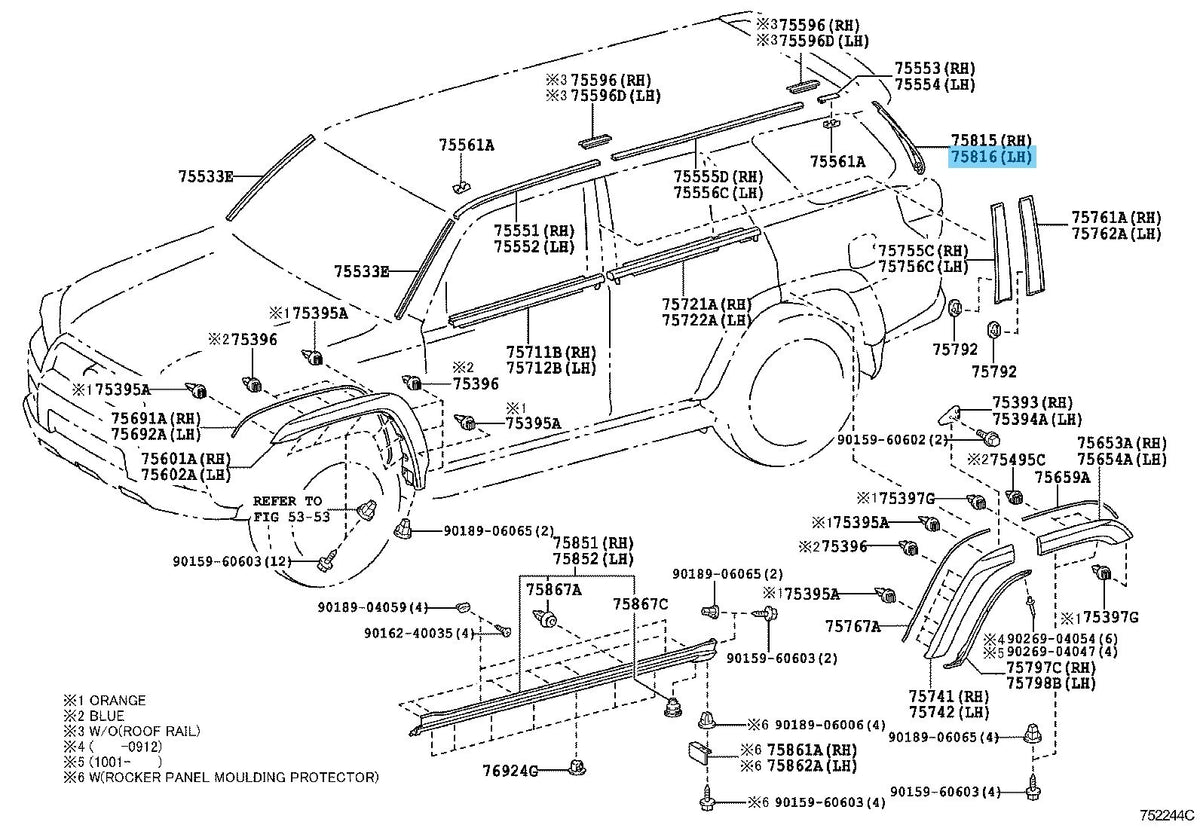 TOYOTA 4RUNNER GRN280 10-22 Genuine Back Door Outside Moulding LH 75816-35020