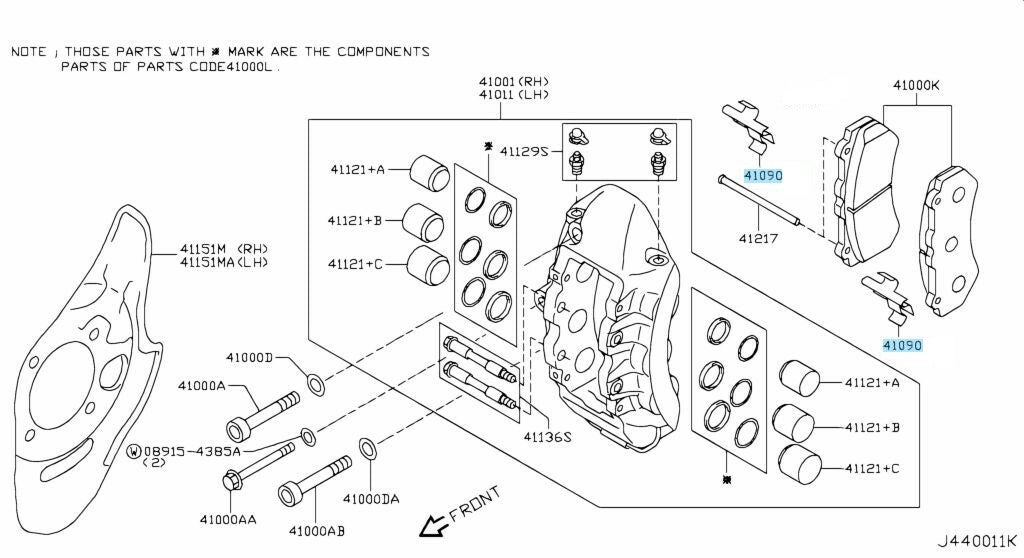 NISSAN GT-R R35 2009-2024 Genuine Front Brake Pad Return Springs 2pcs Set OEM