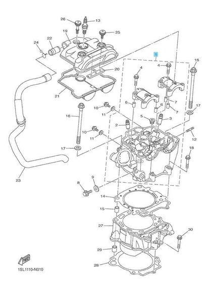 YAMAHA YZ450F 2014-2017 Genuine Engine Cylinder Head Assy 1SL-11102-00-00 OEM