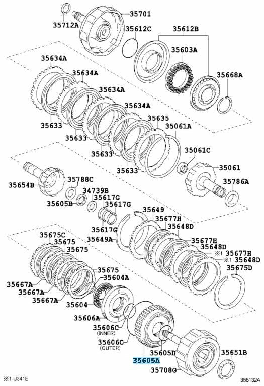 TOYOTA ECHO COROLLA MATRIX Genuine Direct Clutch Drum Sub-Assy 35605-52010 OEM