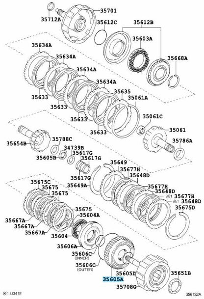TOYOTA ECHO COROLLA MATRIX Genuine Direct Clutch Drum Sub-Assy 35605-52010 OEM