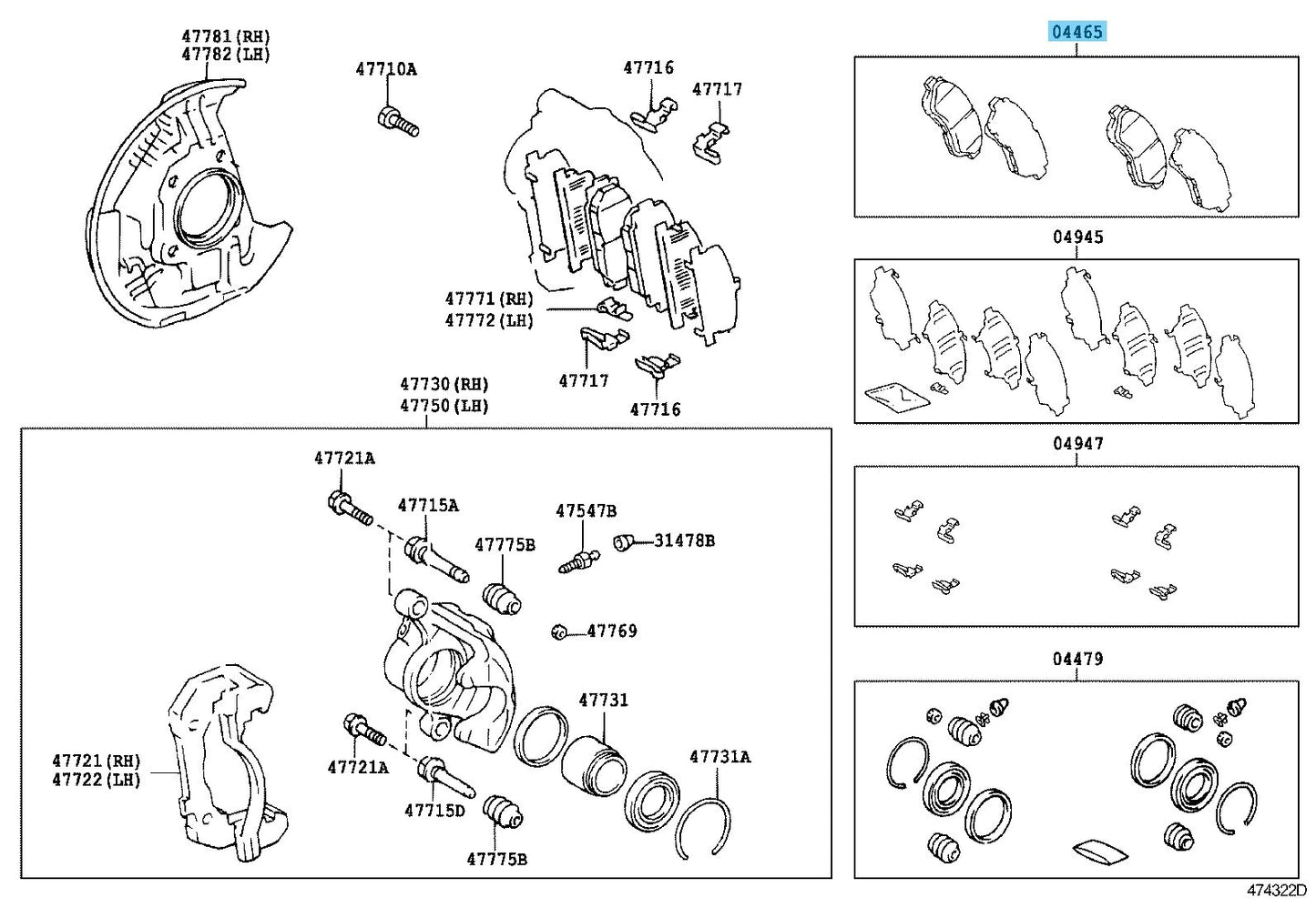 TOYOTA HIACE KDH200 Genuine Front Disc Brake Pad Kit 04465-26421 OEM