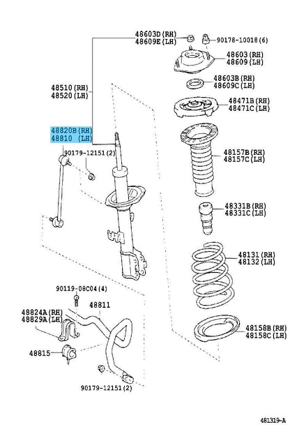 TOYOTA PICNIC ACM20 2001-2009 Genuine Front Stabilizer Link Assy 48820-44020 OEM