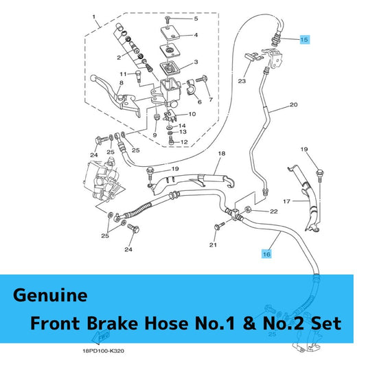 YAMAHA YFZ450R 2010-2013 Genuine Front Brake Hose No.1 & No.2 Set OEM