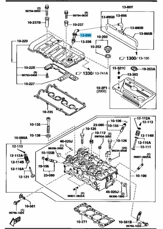 MAZDA MX-5 MIATA NB NB6C 95-00 MX-3 92-95 Genuine P.C.V. Valve B541-13-890A OEM