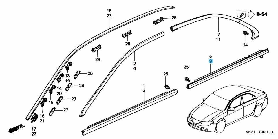 HONDA ACCORD CL7 EURO R Genuine Rear Door Moulding Left 72950-SEA-J02 OEM