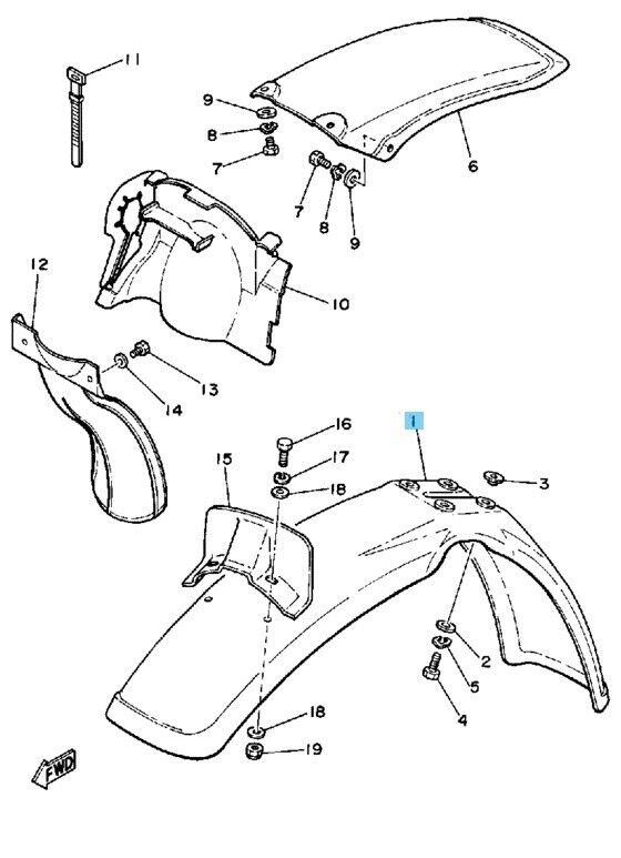 YAMAHA YZ250 76-79 82-84 Genuine Front Fender Comp YELLOW 5X6-21511-01-00 OEM