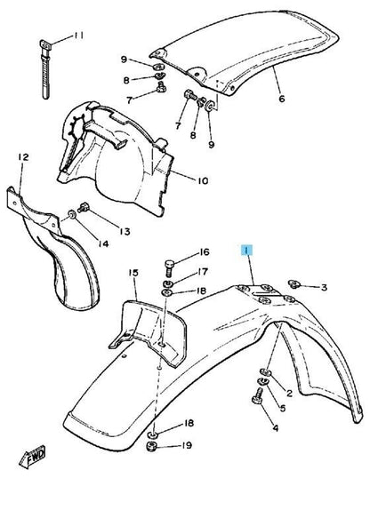 YAMAHA YZ250 76-79 82-84 Genuine Front Fender Comp YELLOW 5X6-21511-01-00 OEM